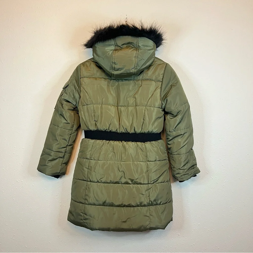 Hudson Kids Unisex Fur Hood Winter Moss Long Puffer Jacket Size Medium NWT